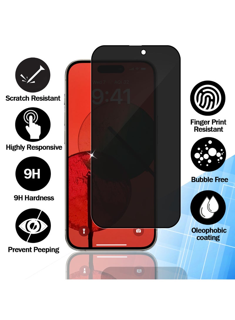 RKINC Screen Protector [2-Pack] for iPhone 16 Plus, Privacy Tempered Glass Film Screen Protector, [Anti Spy][Anti-Scratch][Bubble-Free] - Image 2